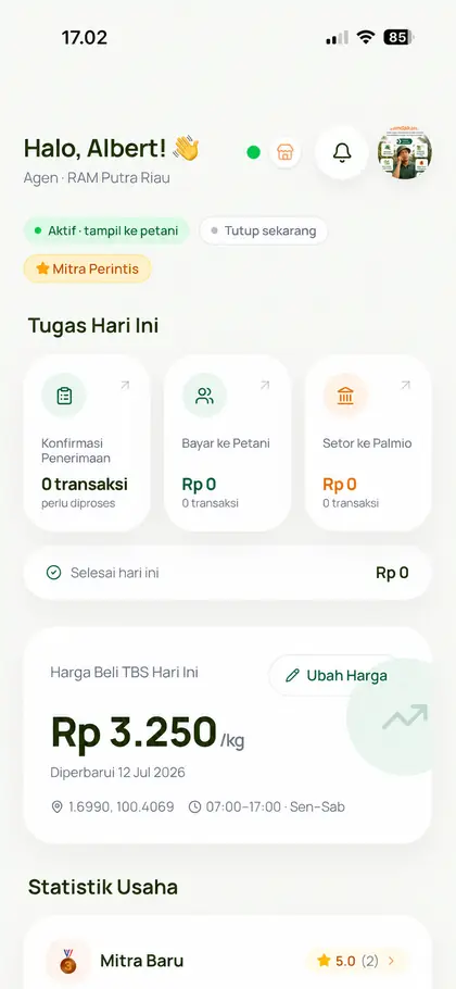 Dashboard Agen RAM Palmio